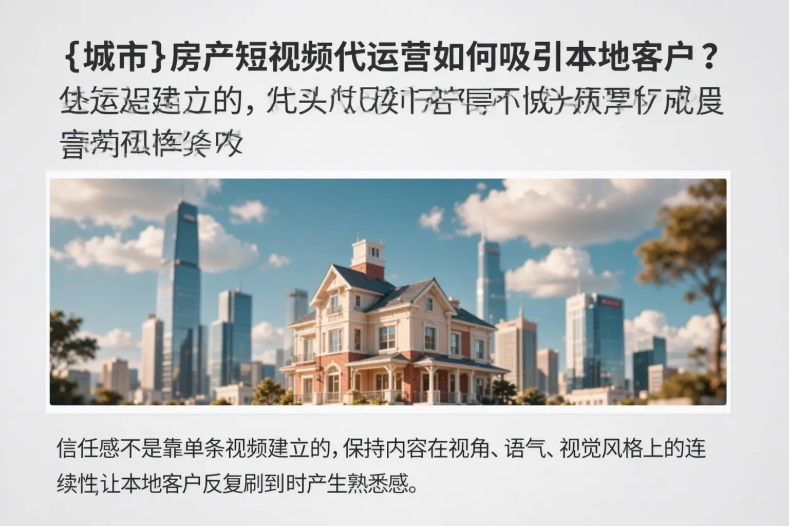 阳原房产短视频代运营如何吸引本地客户?